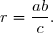 r=\dfrac{ab}{c}.